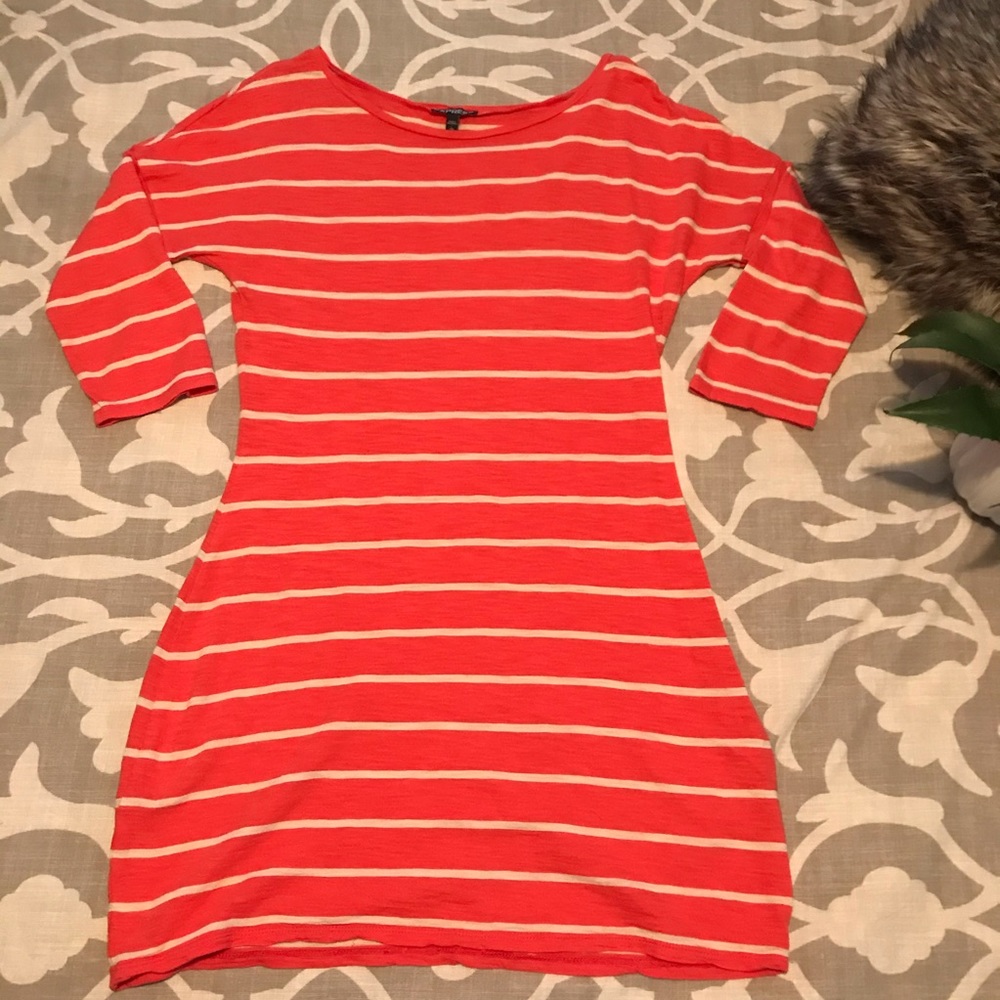 Express 3/4 sleeve Striped Mini Dress